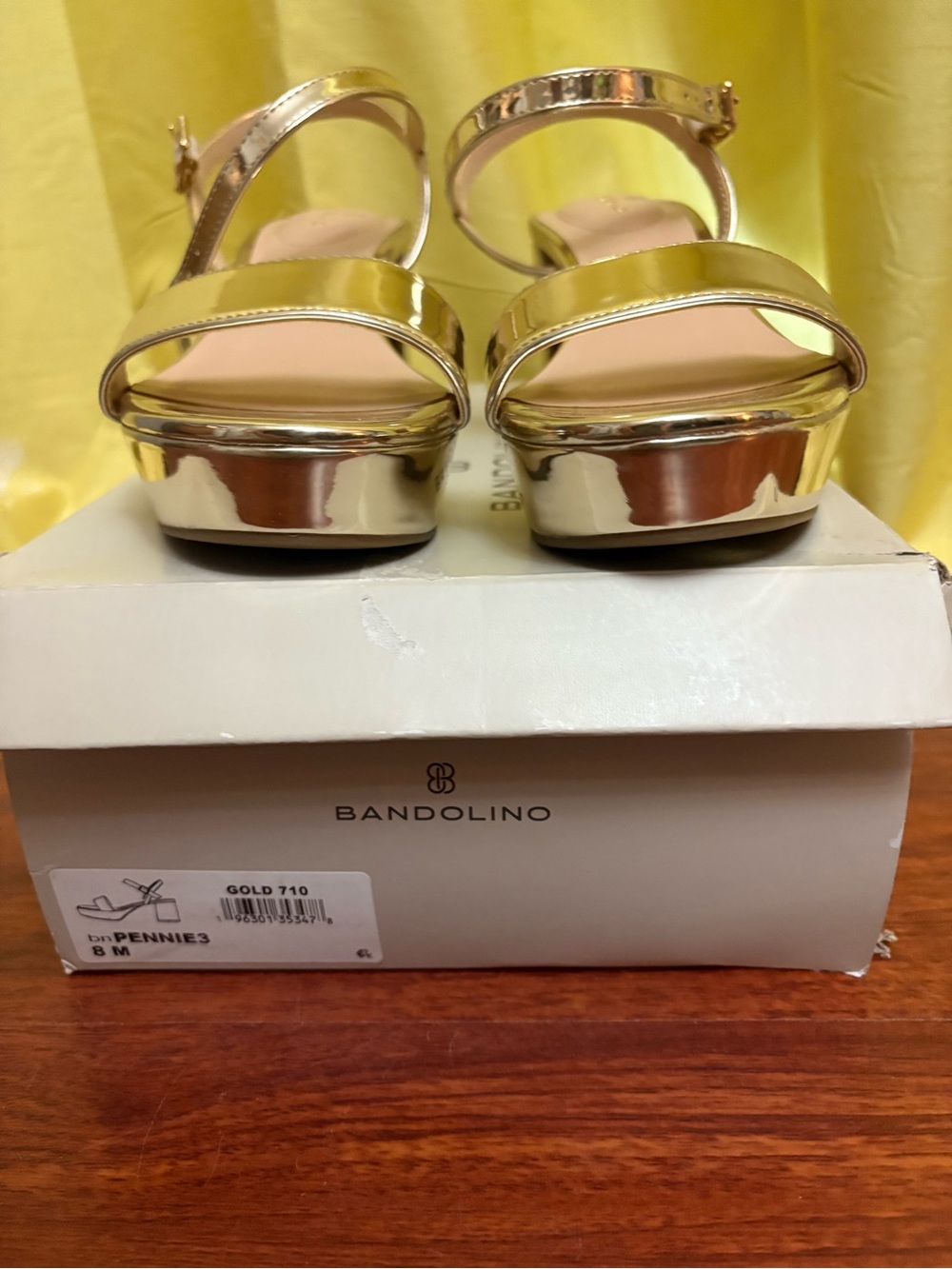 Bandolino Gold Metallic Platform Sandals with Ankle Strap